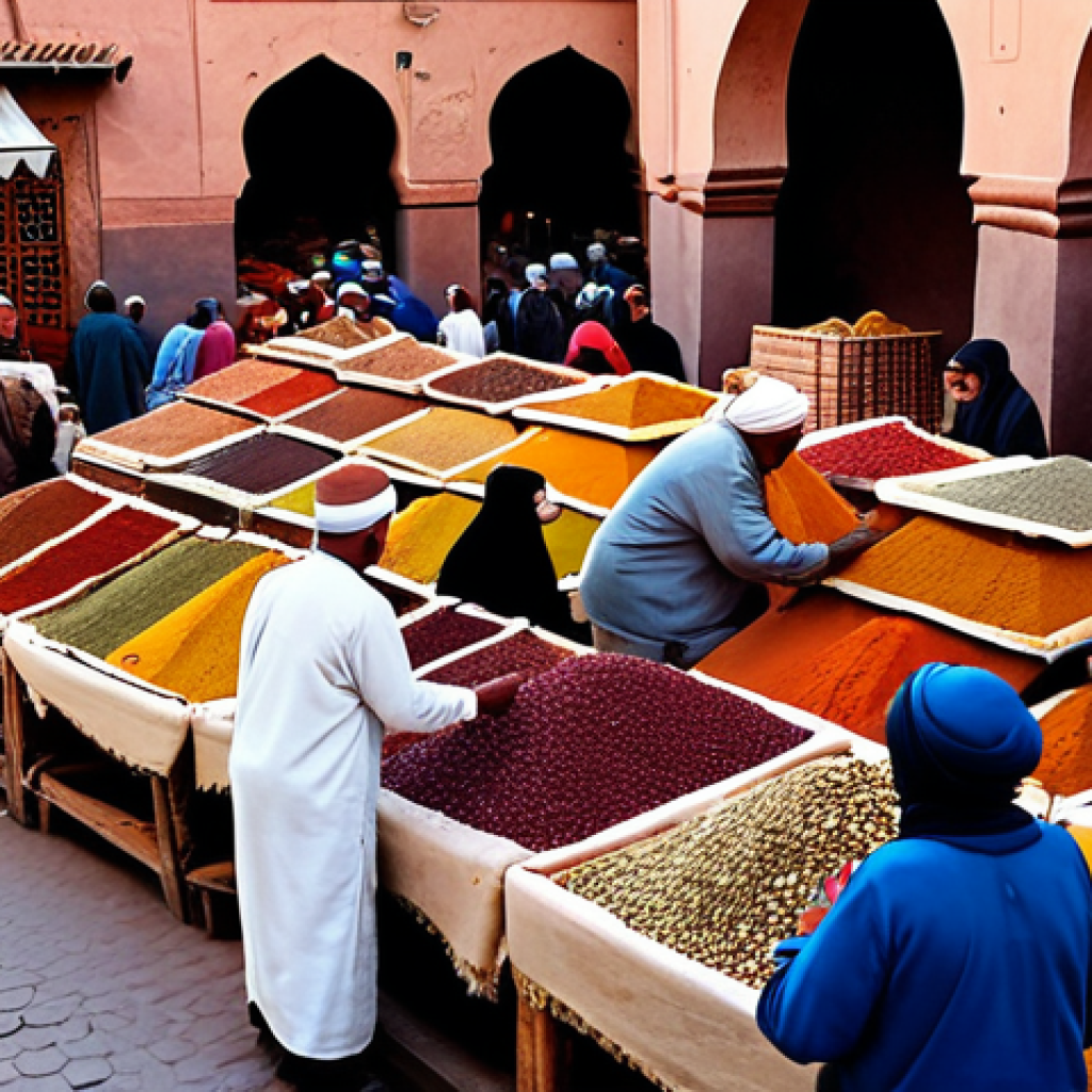 편집의 기초 이해해야 할 기본 원칙 - **
"A bustling marketplace scene in Marrakech, Morocco, filled with vendors selling colorful spices...