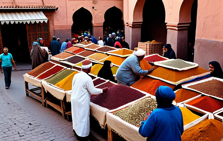 편집의 기초 이해해야 할 기본 원칙 - **
"A bustling marketplace scene in Marrakech, Morocco, filled with vendors selling colorful spices...