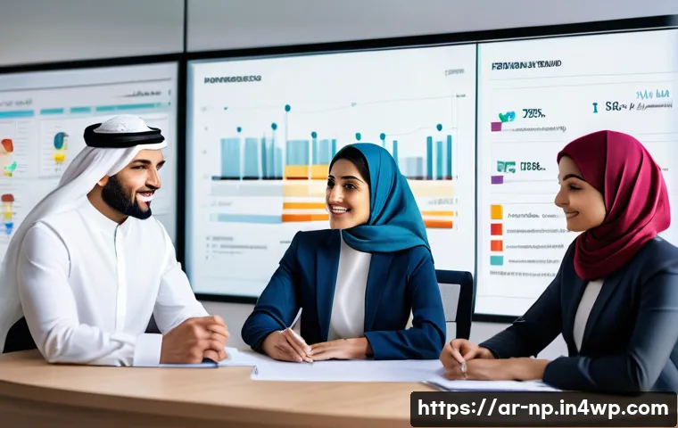 편집 및 개선 프로세스에서의 KPI 설정 방법 - A modern Middle Eastern office setting featuring a diverse team of Arab professionals collaborating ...