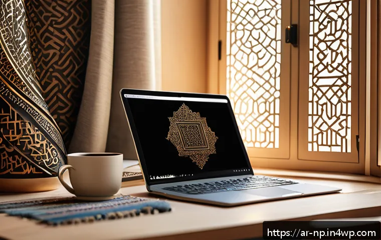 디지털 콘텐츠 편집의 새로운 접근법 - A modern Arabic digital content creator&rsquo;s workspace featuring a sleek laptop displaying analytics da...